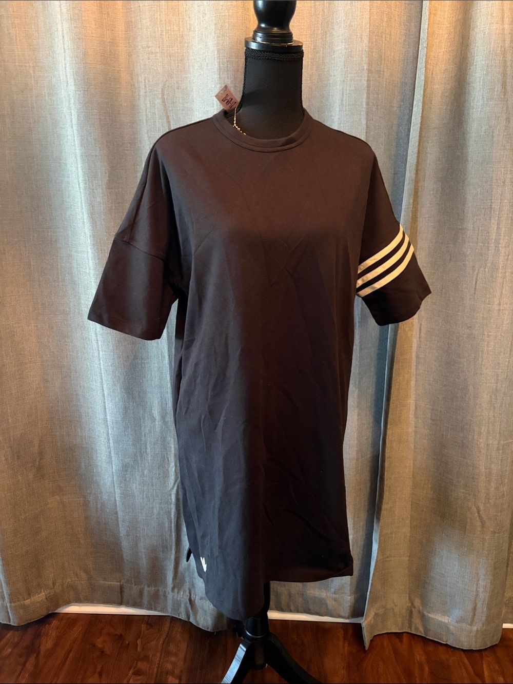 adidas Black Short-Sleeve Tee with White Three-Stripe Accent